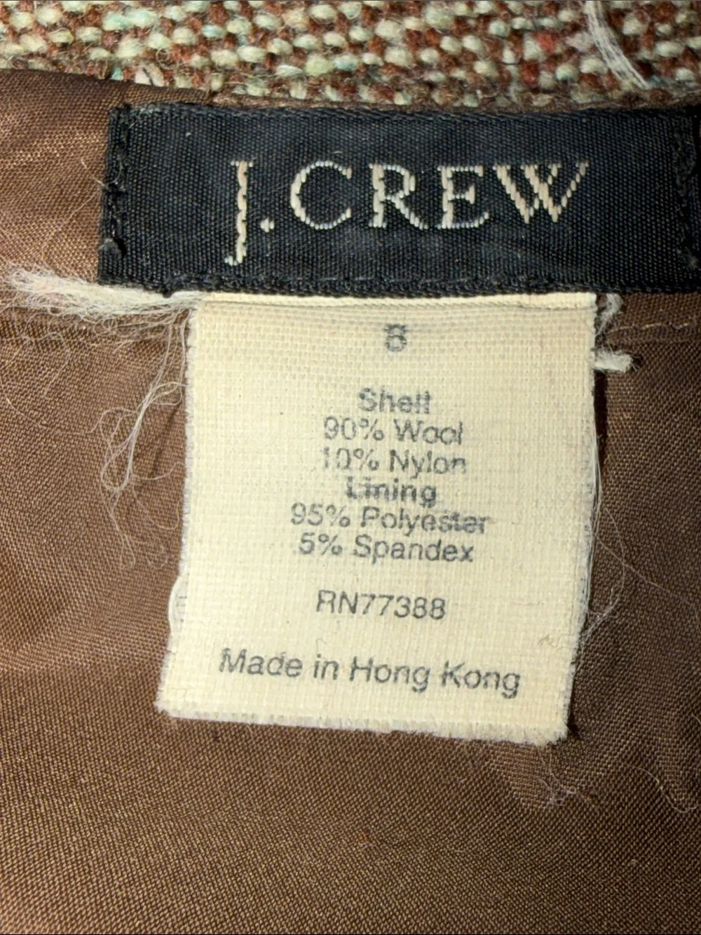 J. Crew Brown Tweed Fringe Pencil Skirt